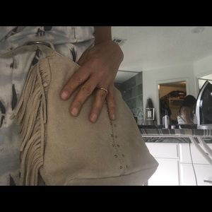 Soft stone color suede cross body